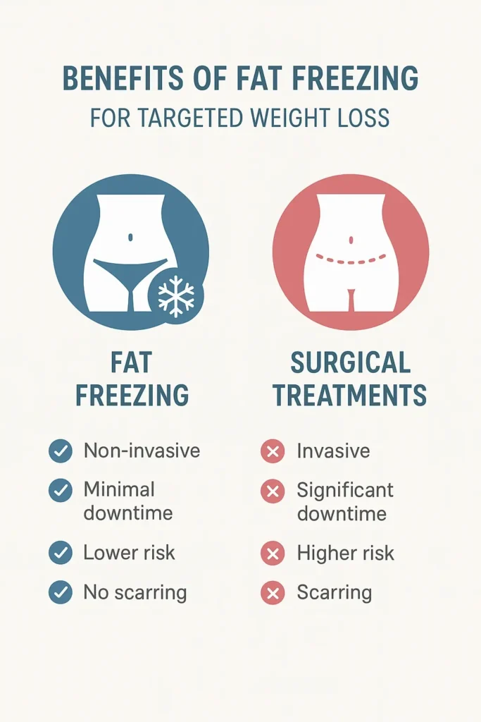 graphic showing the benefits of fat freezing Durham