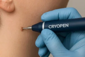Person receiving skin tag removal Durham